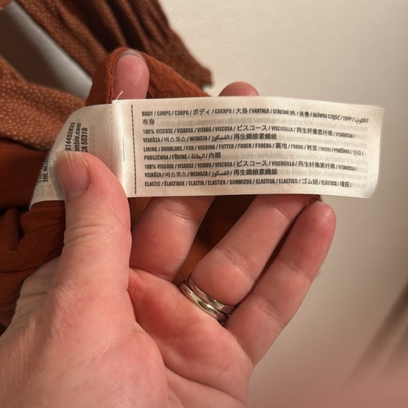 Abercrombie & Fitch Brown Polka Dot Ruffle Wrap Dress Smocked Cuffs Size - Picture 6 of 11